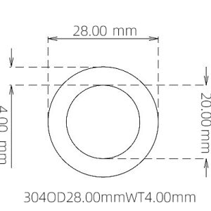 外径 28.00 mm / 内径 20.00 mm · 304 不锈钢毛细管