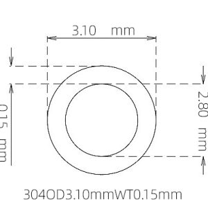 外径 3.10 mm / 内径 2.80 mm · 304 不锈钢毛细管