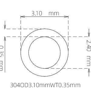 外径 3.10 mm / 内径 2.40 mm · 304 不锈钢毛细管