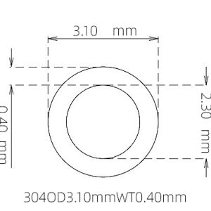 外径 3.10 mm / 内径 2.30 mm · 304 不锈钢毛细管