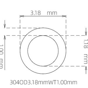 外径 3.18 mm / 内径 1.18 mm · 304 不锈钢毛细管