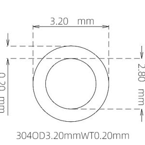 外径 3.20 mm / 内径 2.80 mm · 304 不锈钢毛细管