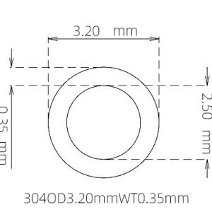 外径 3.20 mm / 内径 2.50 mm · 304 不锈钢毛细管