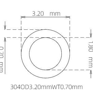 外径 3.20 mm / 内径 1.80 mm · 304 不锈钢毛细管