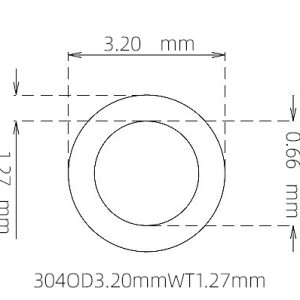 外径 3.20 mm / 内径 0.66 mm · 304 不锈钢毛细管