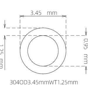 外径 3.45 mm / 内径 0.95 mm · 304 不锈钢毛细管