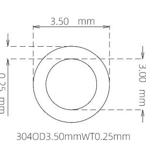 外径 3.50 mm / 内径 3.00 mm · 304 不锈钢毛细管