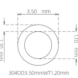外径 3.50 mm / 内径 1.10 mm · 304 不锈钢毛细管