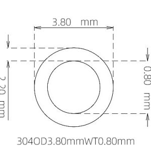 外径 3.80 mm / 内径 2.20 mm · 304 不锈钢毛细管