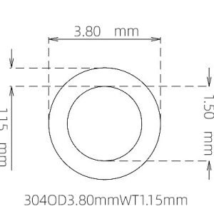 外径 3.80 mm / 内径 1.50 mm · 304 不锈钢毛细管