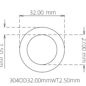 外径 32.00 mm / 内径 27.00 mm · 304 不锈钢毛细管