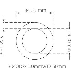 外径 34.00 mm / 内径 29.00 mm · 304 不锈钢毛细管