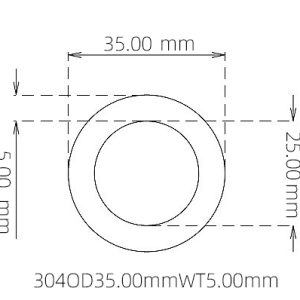外径 35.00 mm / 内径 25.00 mm · 304 不锈钢毛细管