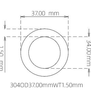 外径 37.00 mm / 内径 34.00 mm · 304 不锈钢毛细管