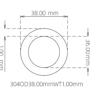 外径 38.00 mm / 内径 36.00 mm · 304 不锈钢毛细管