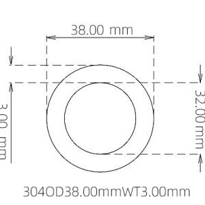 外径 38.00 mm / 内径 32.00 mm · 304 不锈钢毛细管