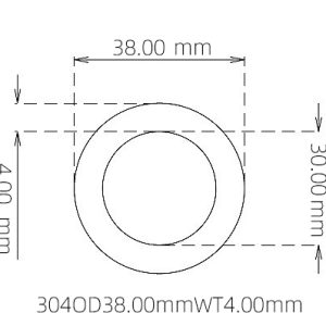 外径 38.00 mm / 内径 30.00 mm · 304 不锈钢毛细管