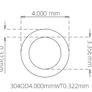 外径 4.000 mm / 内径 3.356 mm · 304 不锈钢毛细管