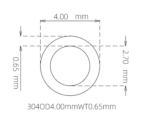 304 不锈钢毛细管(外径 4.00 mm × 内径 2.70 mm × 壁厚 0.65 mm)
