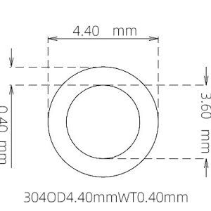 外径 4.40 mm / 内径 3.60 mm · 304 不锈钢毛细管