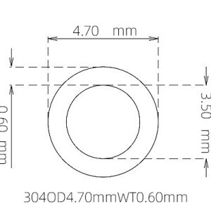 外径 4.70 mm / 内径 3.50 mm · 304 不锈钢毛细管