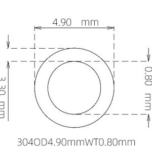 外径 4.90 mm / 内径 3.30 mm · 304 不锈钢毛细管