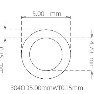 外径 5.00 mm / 内径 4.70 mm · 304 不锈钢毛细管