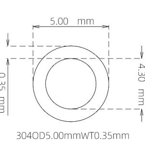 外径 5.00 mm / 内径 4.30 mm · 304 不锈钢毛细管
