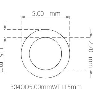 外径 5.00 mm / 内径 2.70 mm · 304 不锈钢毛细管