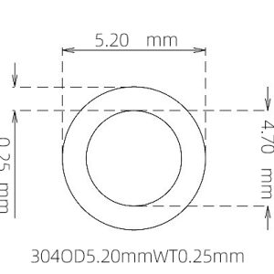 外径 5.20 mm / 内径 4.70 mm · 304 不锈钢毛细管