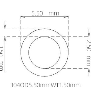 外径 5.50 mm / 内径 2.50 mm · 304 不锈钢毛细管
