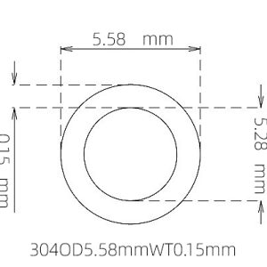 外径 5.58 mm / 内径 5.28 mm · 304 不锈钢毛细管