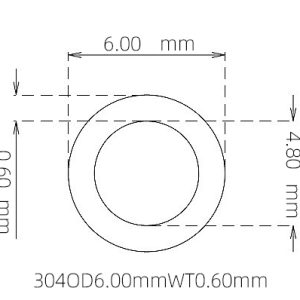 外径 6.00 mm / 内径 4.80 mm · 304 不锈钢毛细管