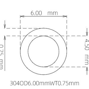 外径 6.00 mm / 内径 4.50 mm · 304 不锈钢毛细管