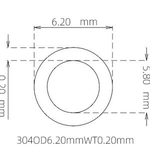 外径 6.20 mm / 内径 5.80 mm · 304 不锈钢毛细管