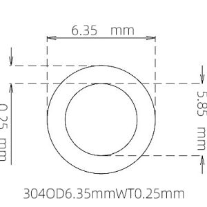 外径 6.35 mm / 内径 5.85 mm · 304 不锈钢毛细管