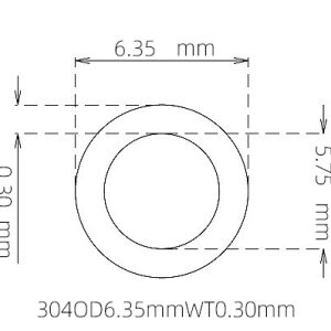 外径 6.35 mm / 内径 5.75 mm · 304 不锈钢毛细管