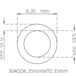 外径 6.35 mm / 内径 5.65 mm · 304 不锈钢毛细管