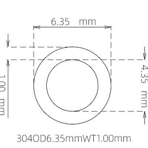 外径 6.35 mm / 内径 4.35 mm · 304 不锈钢毛细管