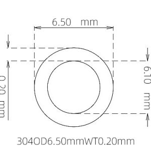 外径 6.50 mm / 内径 6.10 mm · 304 不锈钢毛细管