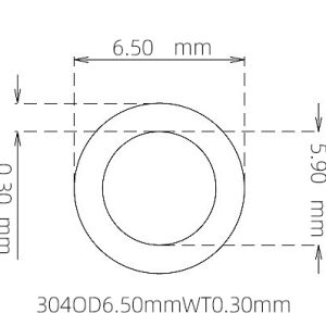 外径 6.50 mm / 内径 5.90 mm · 304 不锈钢毛细管