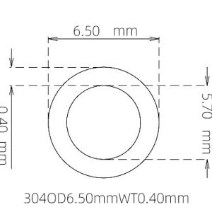 外径 6.50 mm / 内径 5.70 mm · 304 不锈钢毛细管