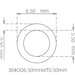 外径 6.50 mm / 内径 5.50 mm · 304 不锈钢毛细管