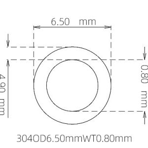 外径 6.50 mm / 内径 4.90 mm · 304 不锈钢毛细管
