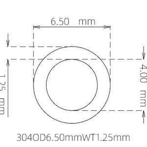 外径 6.50 mm / 内径 4.00 mm · 304 不锈钢毛细管