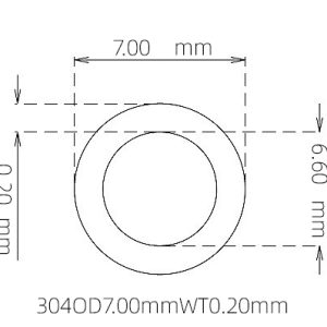 外径 7.00 mm / 内径 6.60 mm · 304 不锈钢毛细管