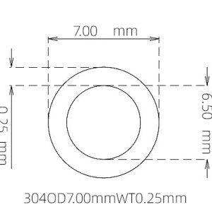 外径 7.00 mm / 内径 6.50 mm · 304 不锈钢毛细管