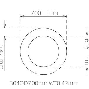 外径 7.00 mm / 内径 6.16 mm · 304 不锈钢毛细管