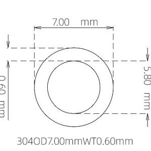 外径 7.00 mm / 内径 5.80 mm · 304 不锈钢毛细管
