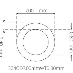 外径 7.00 mm / 内径 5.40 mm · 304 不锈钢毛细管